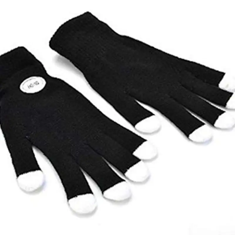 Unisex 7 Colors Light Show LED Full Finger Gloves Ribbed Knitted Fingertips Lighting Flashing Glow Mittens Party Favors Christma