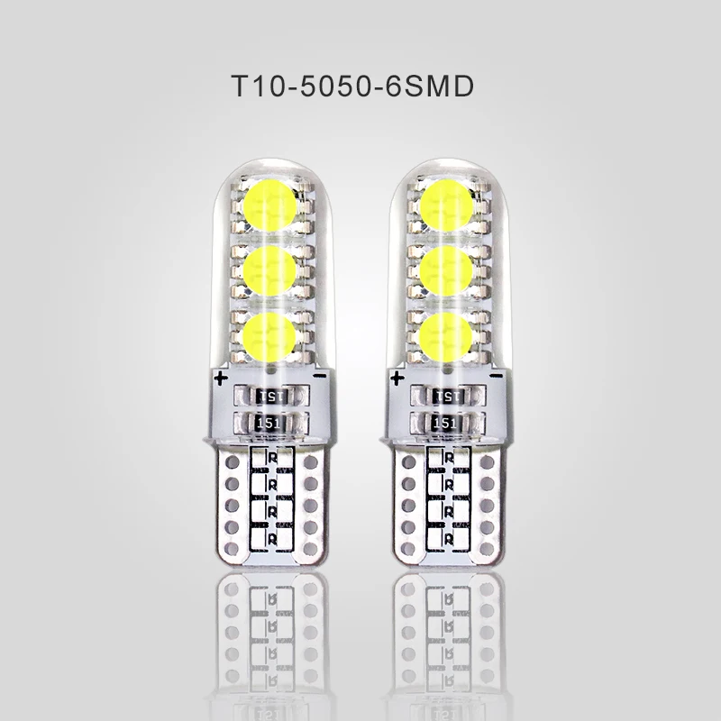 2 шт. T10 Автомобильные светодиодные лампы W5W 194 12V 5050 6 SMD белые автомобильные