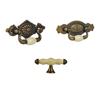 

2PCS Bronze Door Handles Noble Antique Drawer Pulls Vintage Kitchen Cabinet Handles and Knobs Retro Furniture Handles