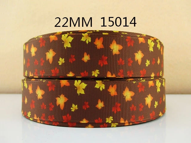 

(5yds per roll) 5Y15014 tape 7/8" leaves polyester printed Grosgrain ribbon diy headwear gift sewing supplies