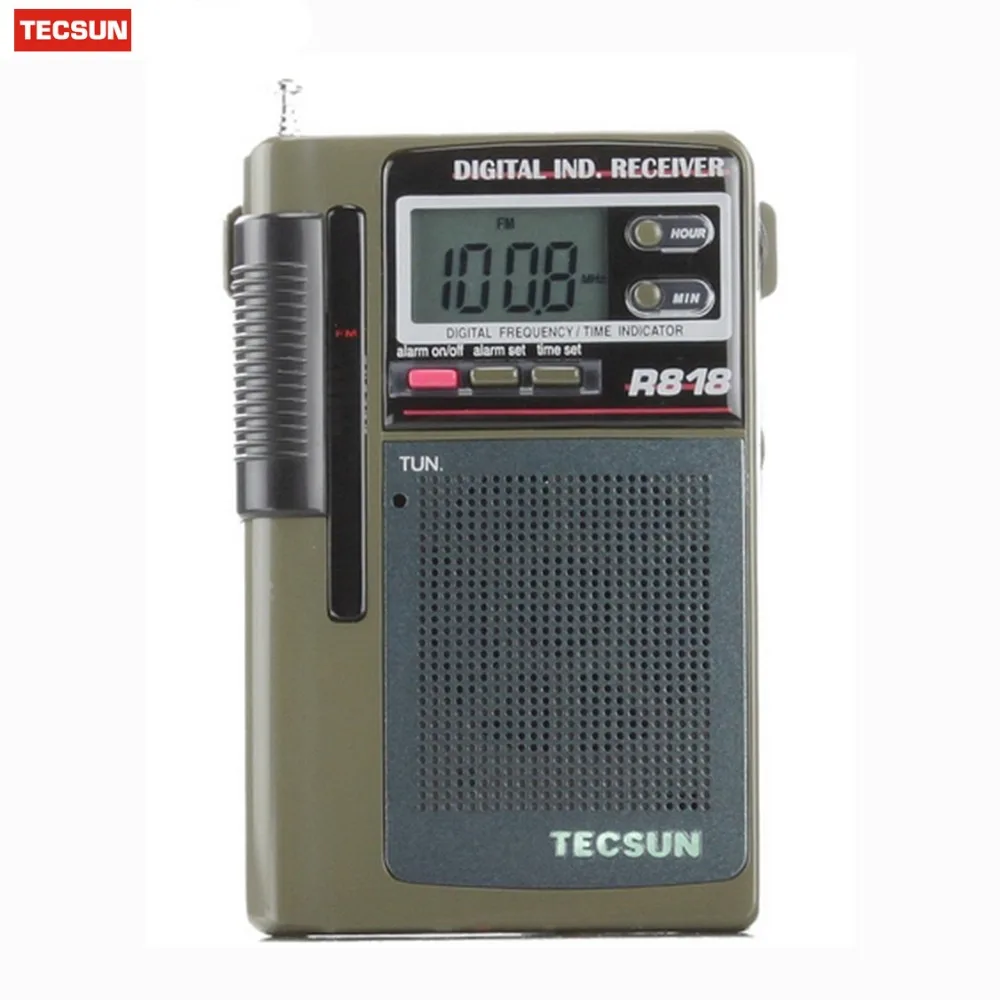 Качество Tecsun R-818 радио FM карман FM/СВ/КВ приемник полный диапазон цифровой будильник+ Внешняя антенна Портативный радио FM Y4138G