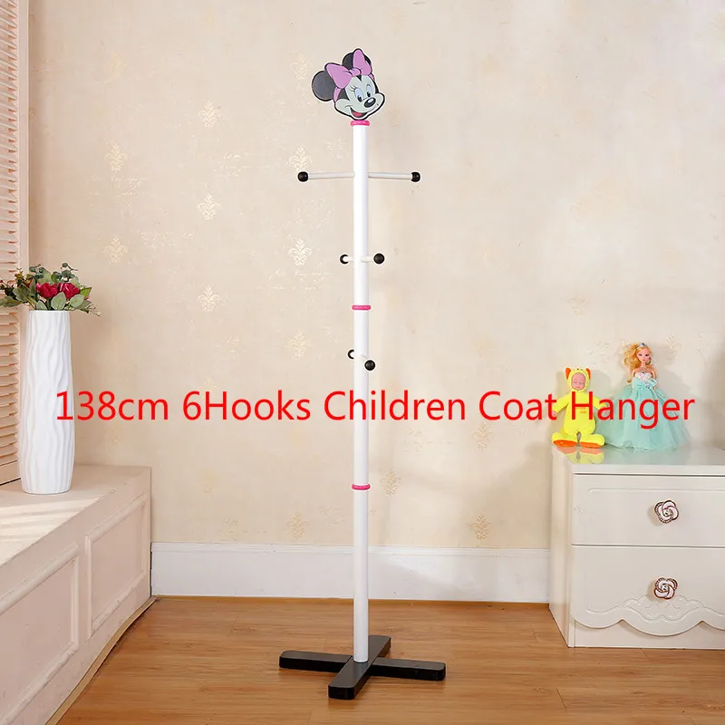 Children Clothes Hanger Coat Racks with 138cm 6 Hooks Floor Hanger Standing Clothing Rack for Hat/Handbags Wooden Clothes Shlef