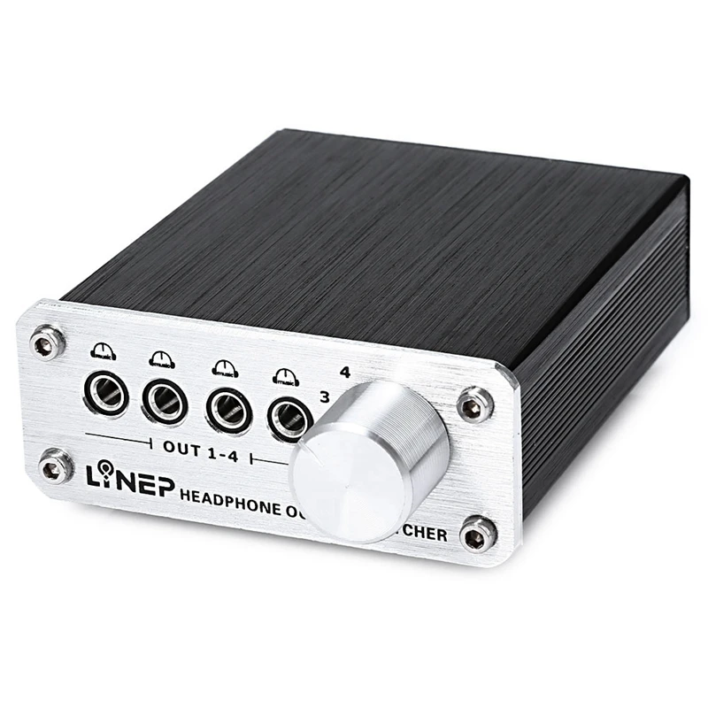 

LYNEPAUAIO Audio Switcher, 4 In 4 Out Earphone Speaker Switcher, 4 Sets Of Stereo Signal Switching Input, 4 Sets Of Stereo Sim