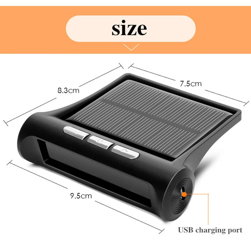 Car TPMS Alarm Tire Pressure Sensor Monitoring Intelligent System Solar Power Wireless LCD Monitor Sensors For Car Tpms on Auto