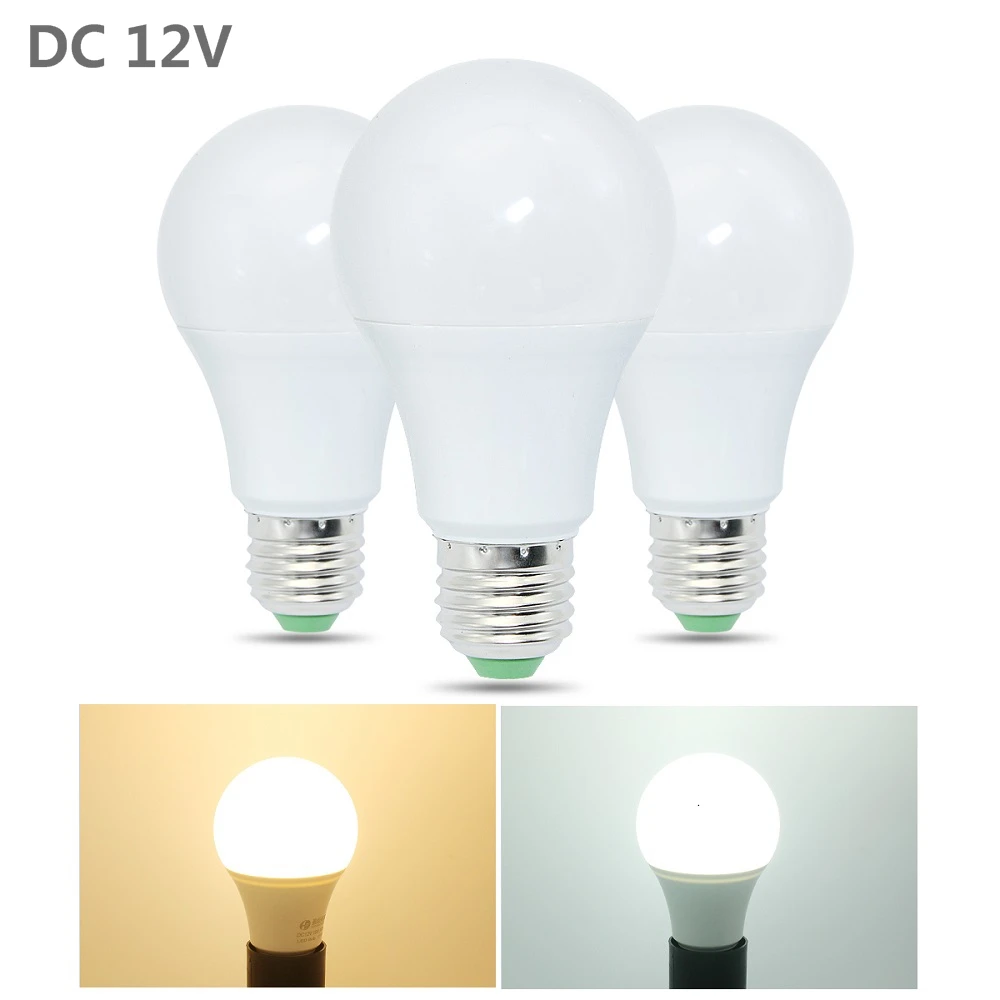 Новейшие светодиодные лампы DC 12V E27 3W 6W 9W 12W 15 W энергосберегающие SMD 2835 Алюминиевые