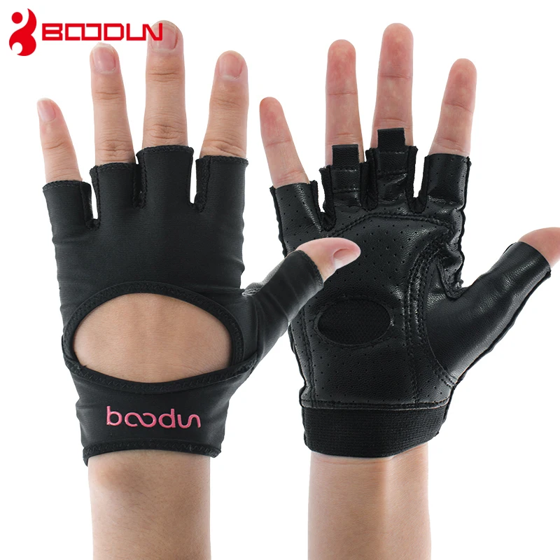 Boodun الرياضية الإناث رياضة قفازات رفع أثقال النساء الجسم بناء جلد اللياقة البدنية اليوغا قفازات القفاز الفتيات بو و ليكرا تنفس
