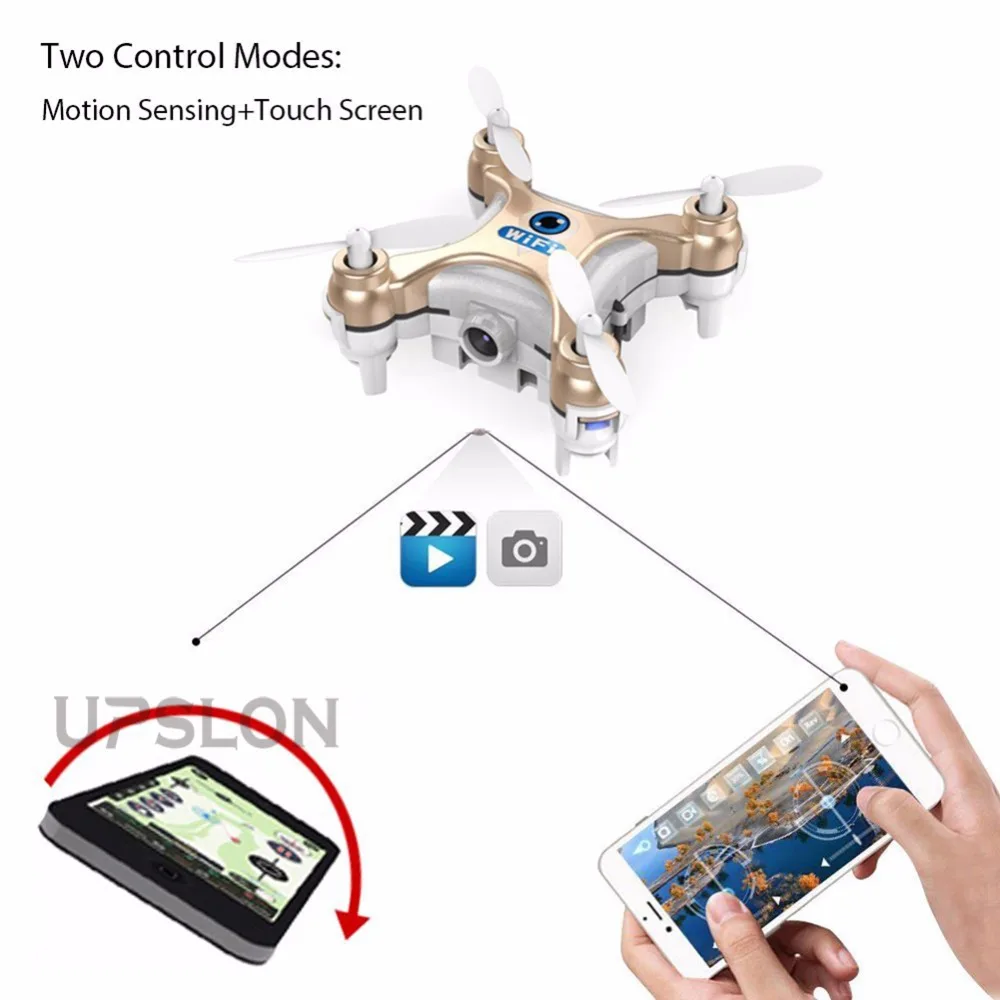 New Control By Cell Phone Rc Quadcopter Cx10w Wifi Fpv 0 3mp Camera Led 3d Flip