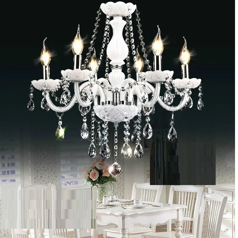 White Modern chandelier crystal light Large crystal white chandelier 6