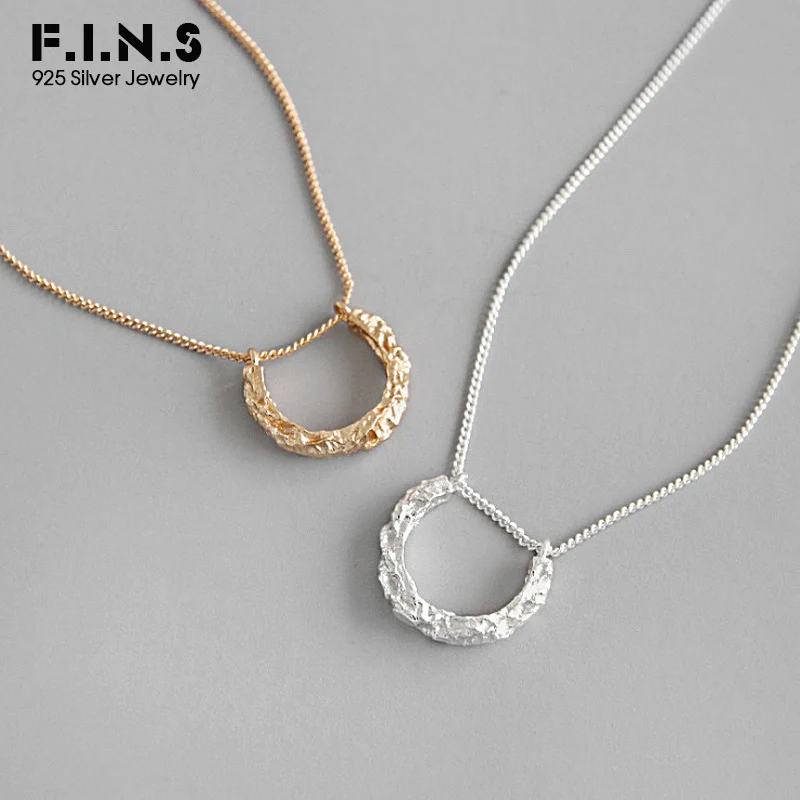 F.I.N.S S925 ожерелье серебряное геометрическое дугообразное неровное ожерелье под розовое золото Подвески для женщин 925 пробы серебряные ювелирные изделия