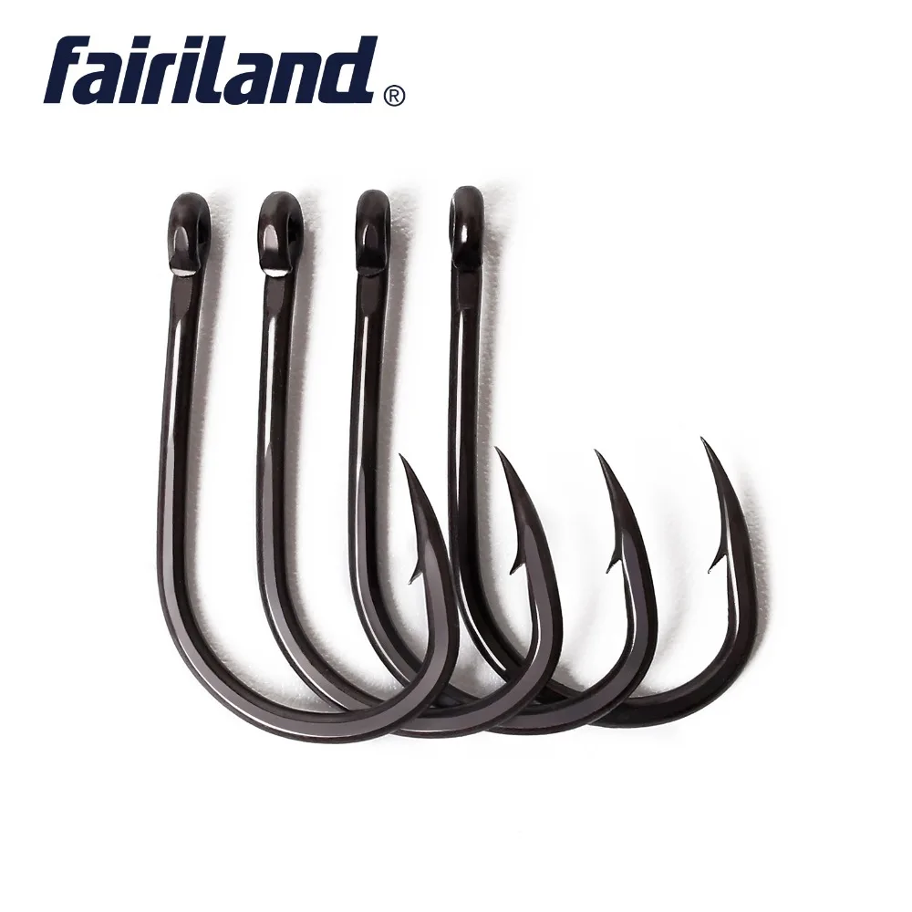 

100pcs/Lot TFSH-C matt black Teflon coated carphooks 2# 4# 6# 8# 10# sharp hook point barbed fishing hooks with free hook box