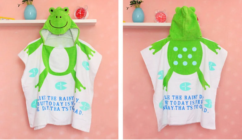 100% Cotton Children Bathrobes Baby Robes Kids Blanket Cloak  Infant Hooded Home Wear beach Costume Child Robe Super-Cute T0018 (4)