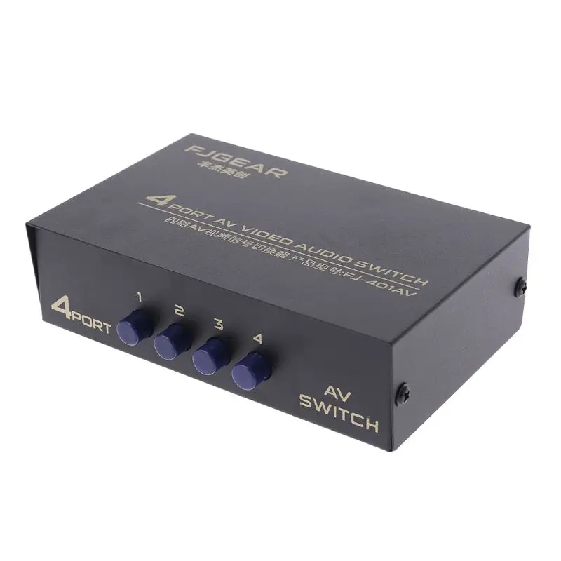 4 Port Input 1 Output Audio Video AV RCA Switch Switcher Selector Box New 2019 New 2