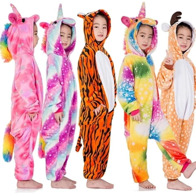 

Kigurumi Unicorn Pajamas For Girls Boys Children Unicorn Pyjamas Lion Pegasus Cosplay Children Sleepwear Christmas Pijamas 4-12