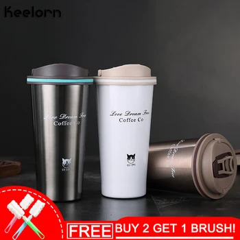 

Keelorn 500ML Thermos Mug vacuum flasks Thermo mug with Lid Thermocup Seal Stainless Steel Coffee Cup for Car Water Bottles