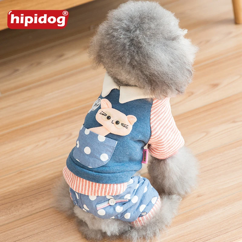 Hipidog Winter Lapel Cat Dot Pet Dog Coat Cotton Thicken Warm Doggy Costume Clothes For Small Chihuahua Poodle Teddy Kitten |