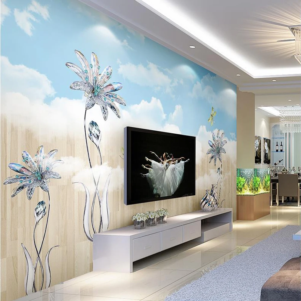 

Custom any size 3D wall mural wallpaper for living room, Flower Photography Diamond large wall art mural painting