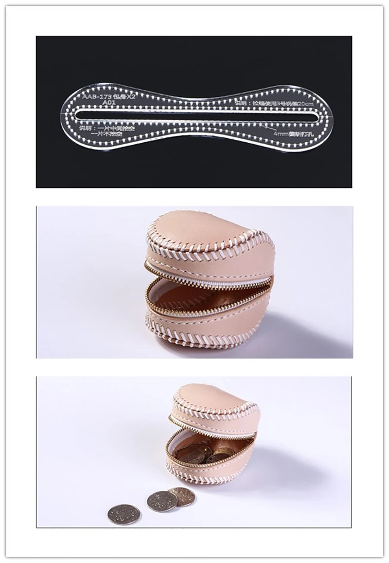 

Mini wallet version pattern design female mold DIY handmade leather making template acrylic