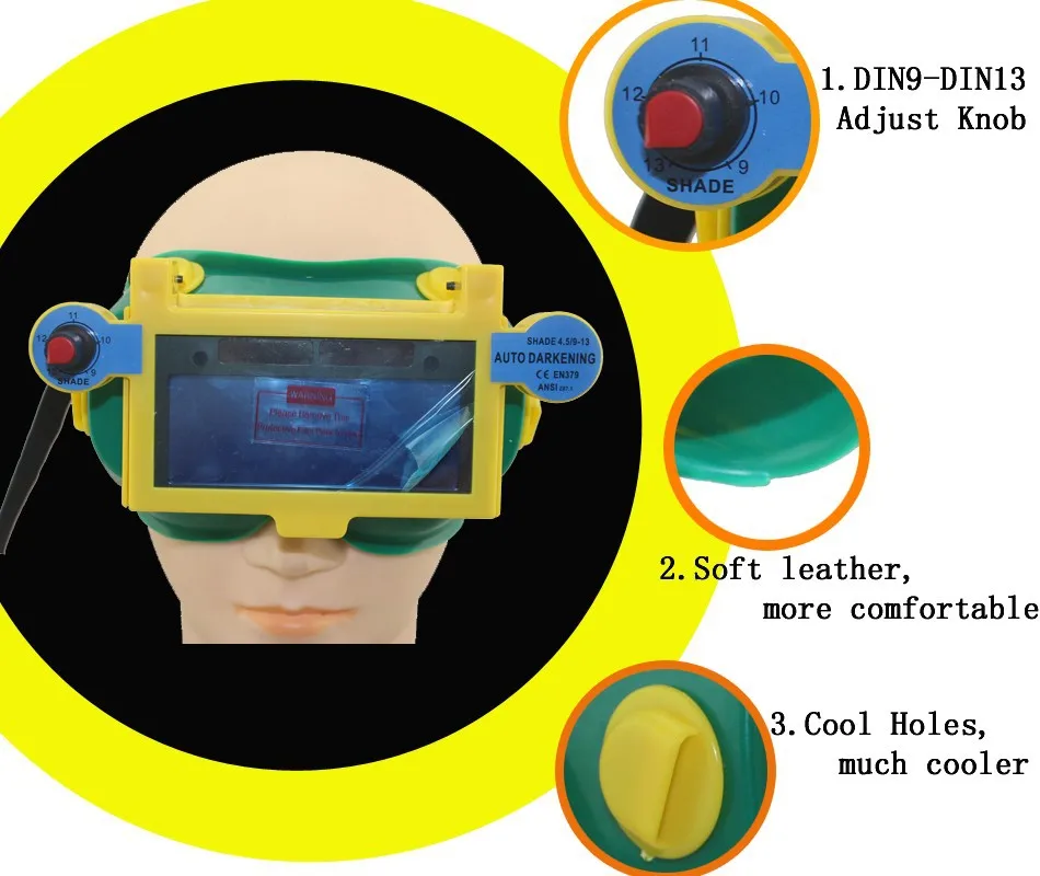 DIN9-DIN13, темные тени, Солнечная Авто Затемнение, крутая маска для глаз, сварочный шлем, маска для век/патч/очки для сварщика, когда летом