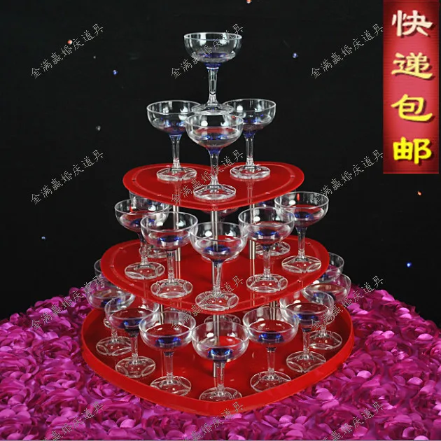 

3 tier Wedding champagne tower wedding Supply props aryclic red 3 layers champagne tower wine tower champagne tower