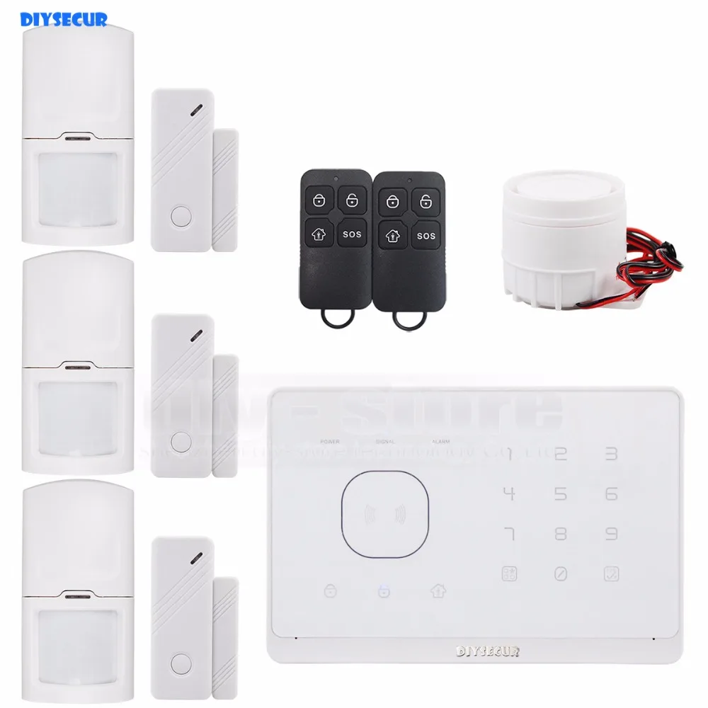 

DIYSECUR Wireless&Wired GSM Home Security Burglar Alarm System + IOS/ Android App Touch Panel