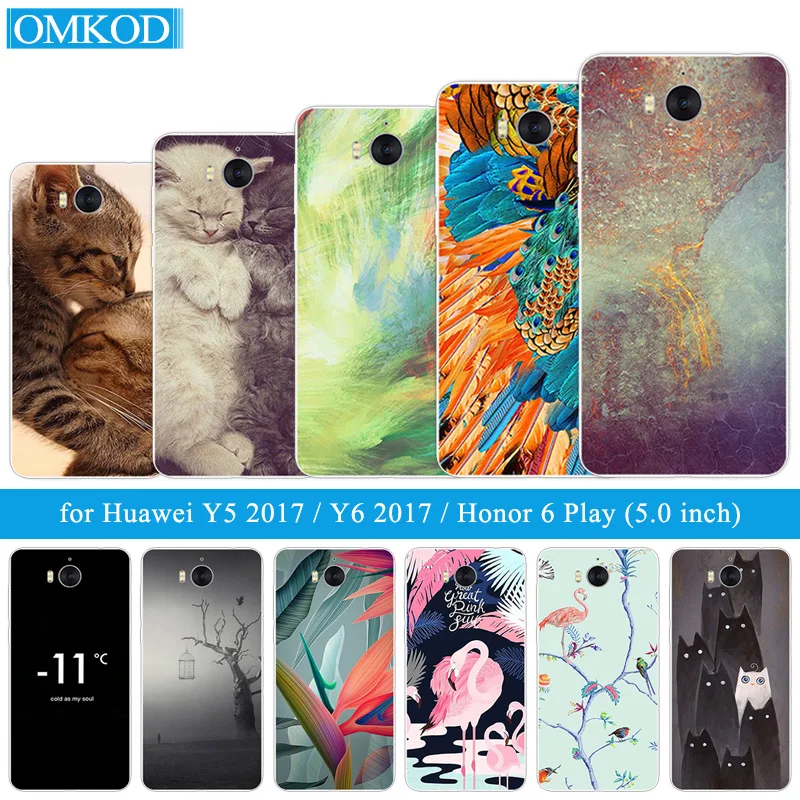 5 0 дюйма для Huawei Y5 2017 силиконовые чехлы телефонов мягкий TPU Y6 huawei Honor 6 Play черный