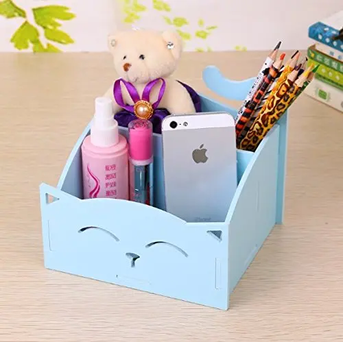 Синий DIY милый Настольный органайзер для кошек из ПВХ домашний/держатель
