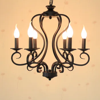 

Black/white wrought iron chandelier light fixture 6pcs/8pcs e14 led bulb lamps America country Mediterranean Sea style