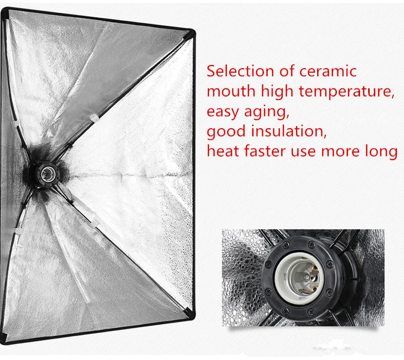 Photography Lighting Kit 2m Studio Light Stand Tripod + 50x70cm Photo Studio Softbox Light Tent with E27 Socket Bulb Holder1 