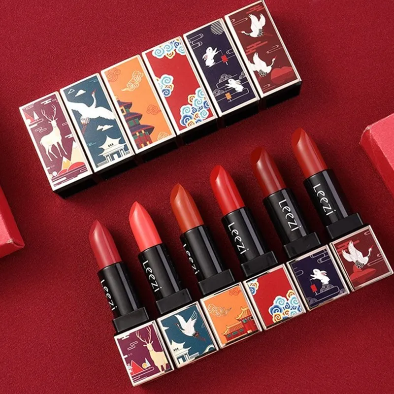 

6 Shades Matte Waterproof Moisturizer Lipstick Smooth Makeup Red Paint Pigment Long Lasting Lip Gloss Cute Sexy Cosmetics