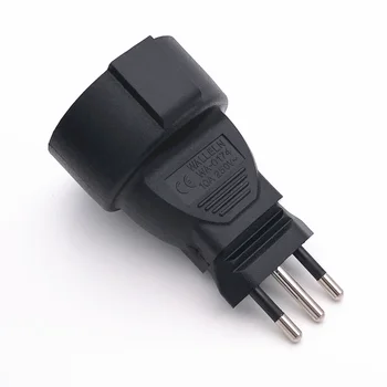 

High quality Black Italy 3PIN male to EU 2PIN female Travel Power Adapter Plug