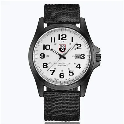 SOKI спортивные часы для мужчин модные повседневные мужские часы роскошные высококачественные мужские наручные часы Relogio Masculino кварцевые военные часы - Цвет: Белый