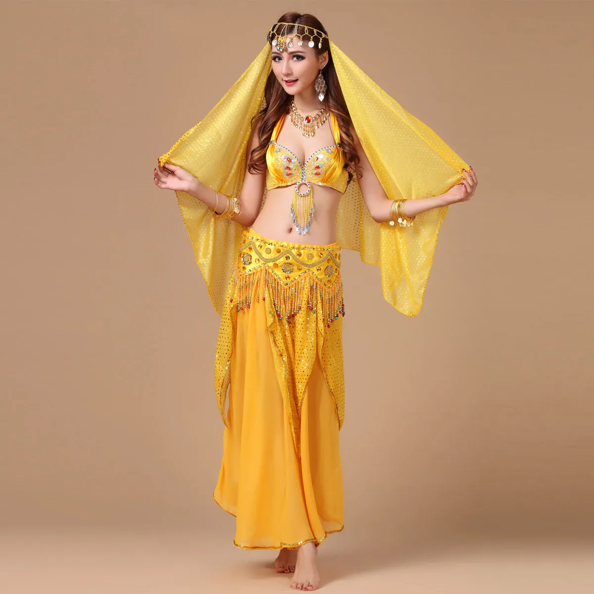 Belly Dance Dress Women Suit Dancing Costume Set Sexy Bellydance Bra Long Skirt Belt Wear Tribal India Performance Competition