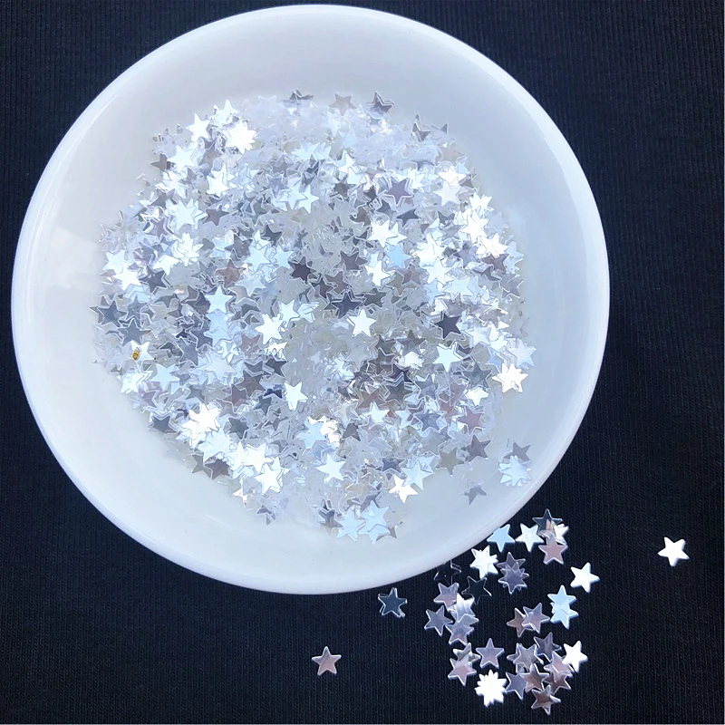 10 г/упак. сверкающие Ложные Nail Звезда блестки 4 мм Star Glitter пайетками порошок ремесло ногтей ткани блесток, слизь Свадьба Decro
