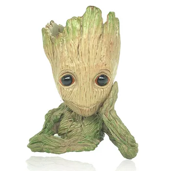 

Cute House Decoration Vase Flower Pen Holder PVC Flowerpot Action Character Toy Model Galaxy Guard Groot Hero Crafts Statue Gift