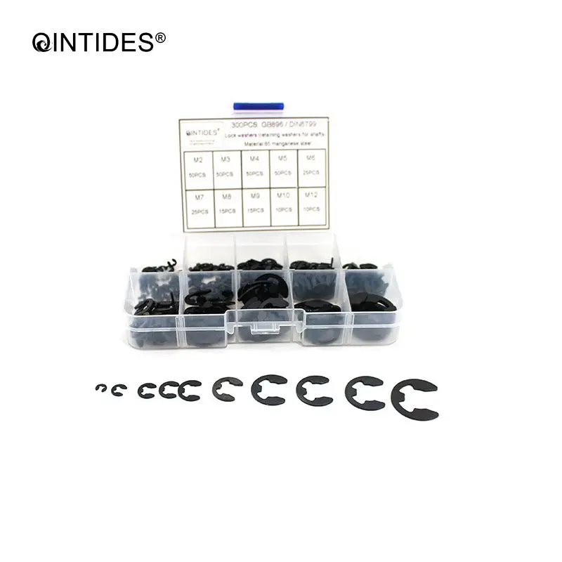 QINTIDES 300 шт удерживающее кольцо Circlip 65 марганцевая сталь GB896/DIN6799 шайба E тип