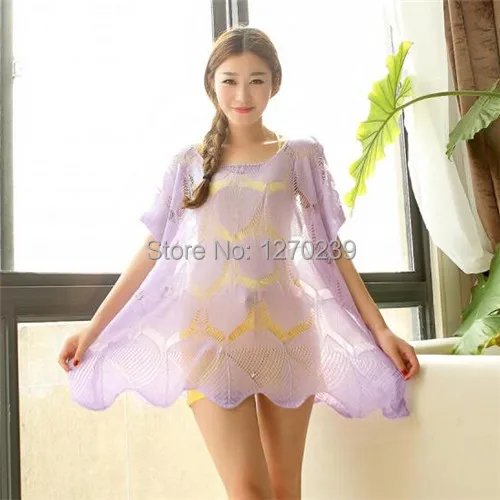 YQ110 Women Summer See through thin Loose Fit Knitted Crochet Lace