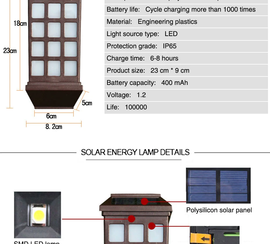 Lâmpada de Parede Solar ao ar Alimentado por Bateria Luzes para Jardim Candeeiros de Iluminação Jardim Solar Livre Decoração Pública 2 Pcs Led Luz 6 Cheap led solar light