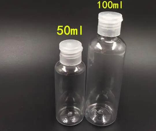 

100pcs/lot 5ml 10ml 20ml 30ml 50ml 60ml 80ml 100ml Empty Plastic Pack clamshell water Bottle Flip Top Cap Packaging Containers