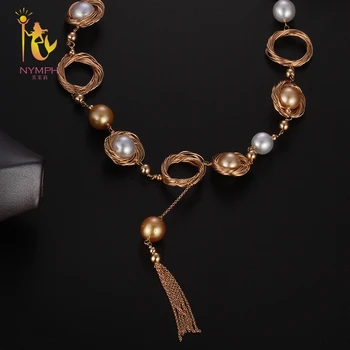 

[NYMPH] Pearl Necklace Women Fine Jewelry Natural Sea Pearl Necklace Wedding Party Gift 2018 New Hyperbole Circle X323
