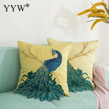 

Peacock Crafts Sofa Cushion Cover Polyester Throw Pillow Case Living Room Home Art Bed Head Pillow Back Lumbar Yellow Pillow