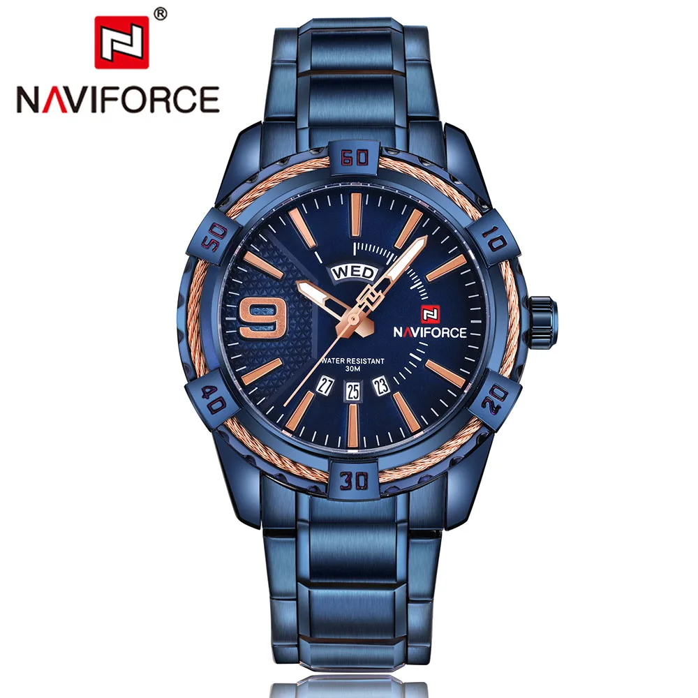 Часы наручные NAVIFORCE Мужские кварцевые брендовые Роскошные водонепроницаемые