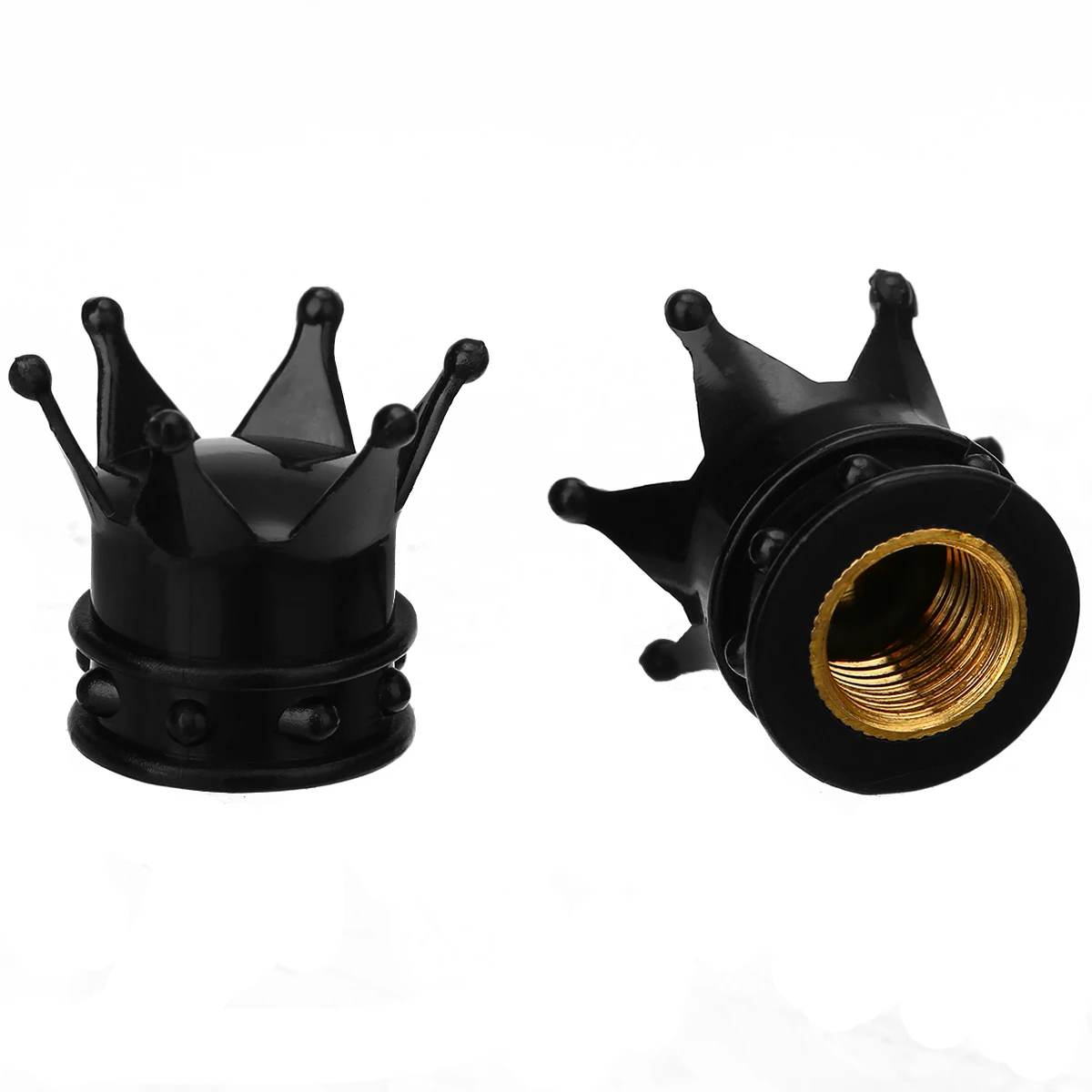 4pcs Black Crown Aluminum Car Wheel Tyre Tire Air Valve Stem Cap Dust Cover For Car Truck Bike Motorcycle ATV