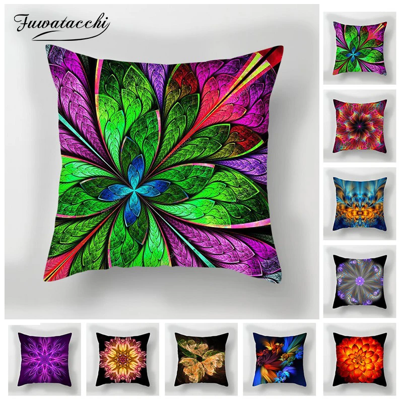 

Fuwatacchi 3D Fluorescence Flower Cushion Cover Gradient Floral Decorative Cover Pillows Decoration Pillowcase For Car Home