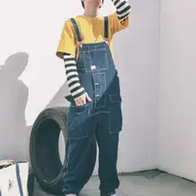 S-2XL новая мужская одежда Брюки Мода ретро свободного покроя карман джинсовый комбинезон джинсы на подтяжках брюки