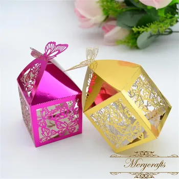 

Wedding party decoration laser cut magnetic butterfly wedding favor boxes