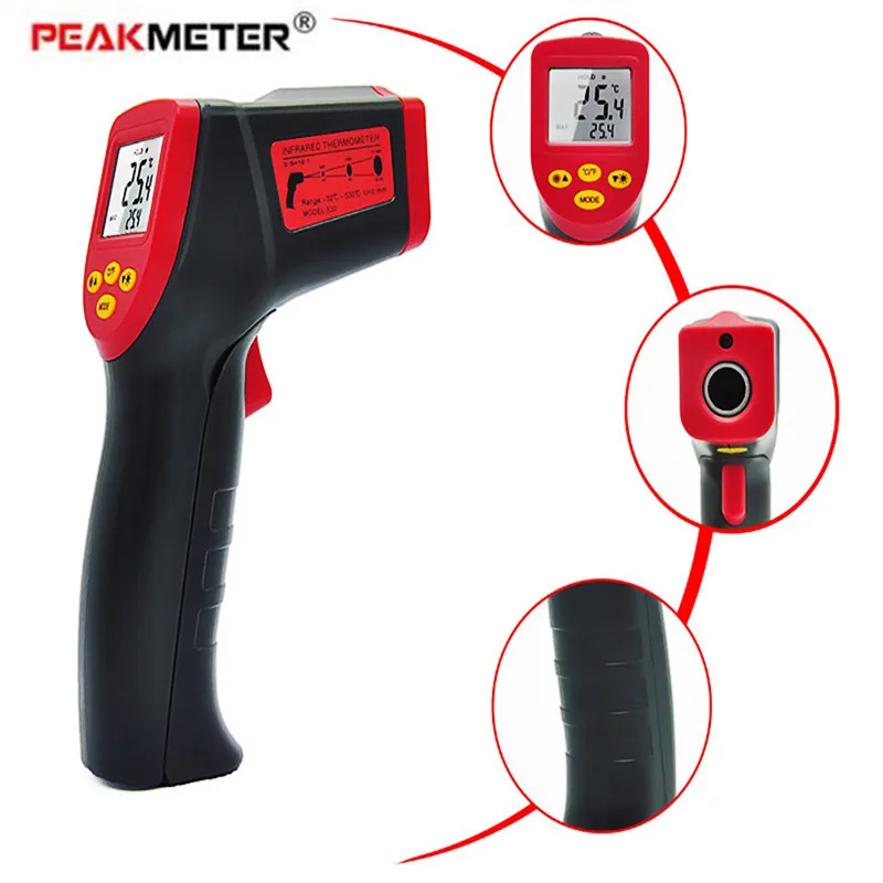 

Wireless Digital Infrared Thermometer Non-contact IR Laser Temperature Gun Device PEAKMETER SensorTemperature Measurement Device