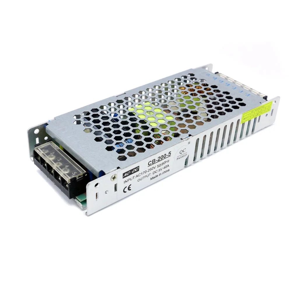 

Ultra Slim DC 5V 40A 200W Led Metal Driver Power Supply for Led Display Driver LB88