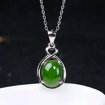 

Hetian Biyu Silver Inlay Pendant A Touch of Green Egg Pendant j46#