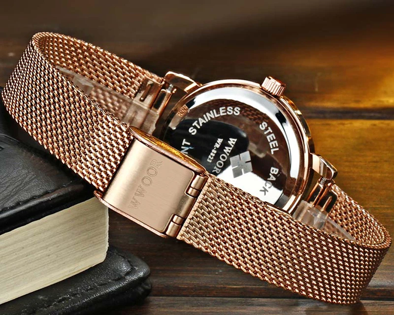 Gold Watch Women 2019 Top Luxury Brand WWOOR Stainless Steel Watches Women Fashion Bracelet Wristwatch Clock Reloj Mujer 2019 (5)
