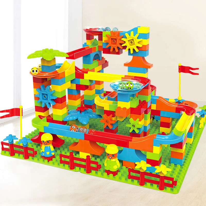 232 قطعة البناء الرخام سباق تشغيل متاهة كرات المسار تصميم ألعاب مكعبات البناء متوافق مع legoings الانكليزي كبيرة حجم الطوب